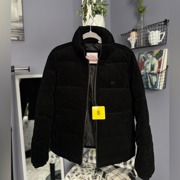 NWT LEVIS WINTER PUFFER BLACK CORDUROY SMALL JACKET NEW NWT - Picture 6 of 9